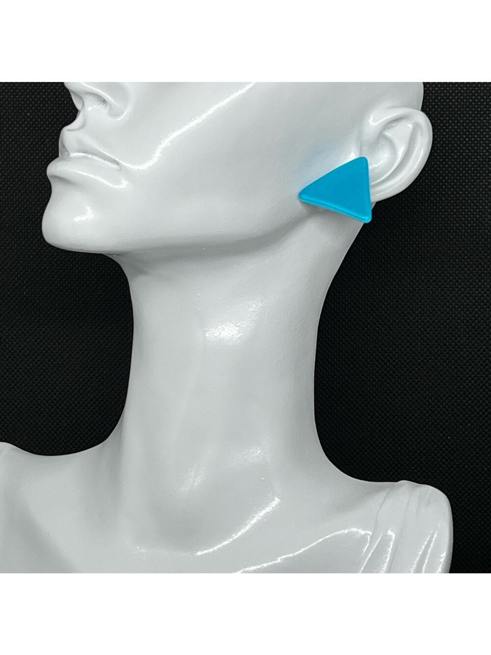 Vintage 80s Aqua Blue Triangle Earrings  1" Post